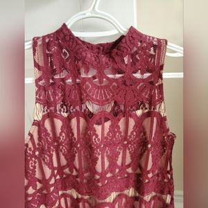 Mock-neck lace top